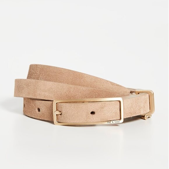 Rag & Bone Rebound Suede Belt – Camel – Medium – Gold Buckle - 36 main image 9